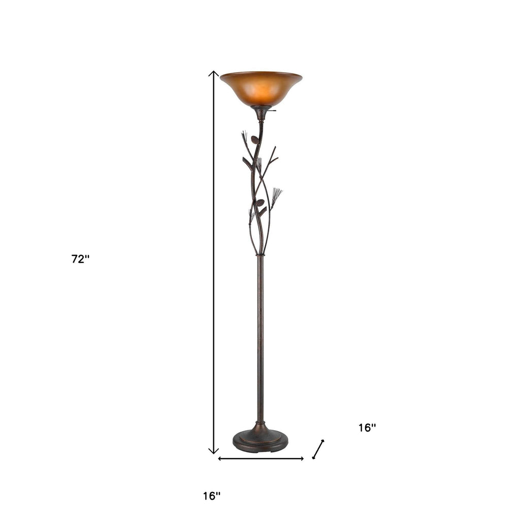 Ambre 72" Torchiere Floor Lamp, Brown Glass Dome