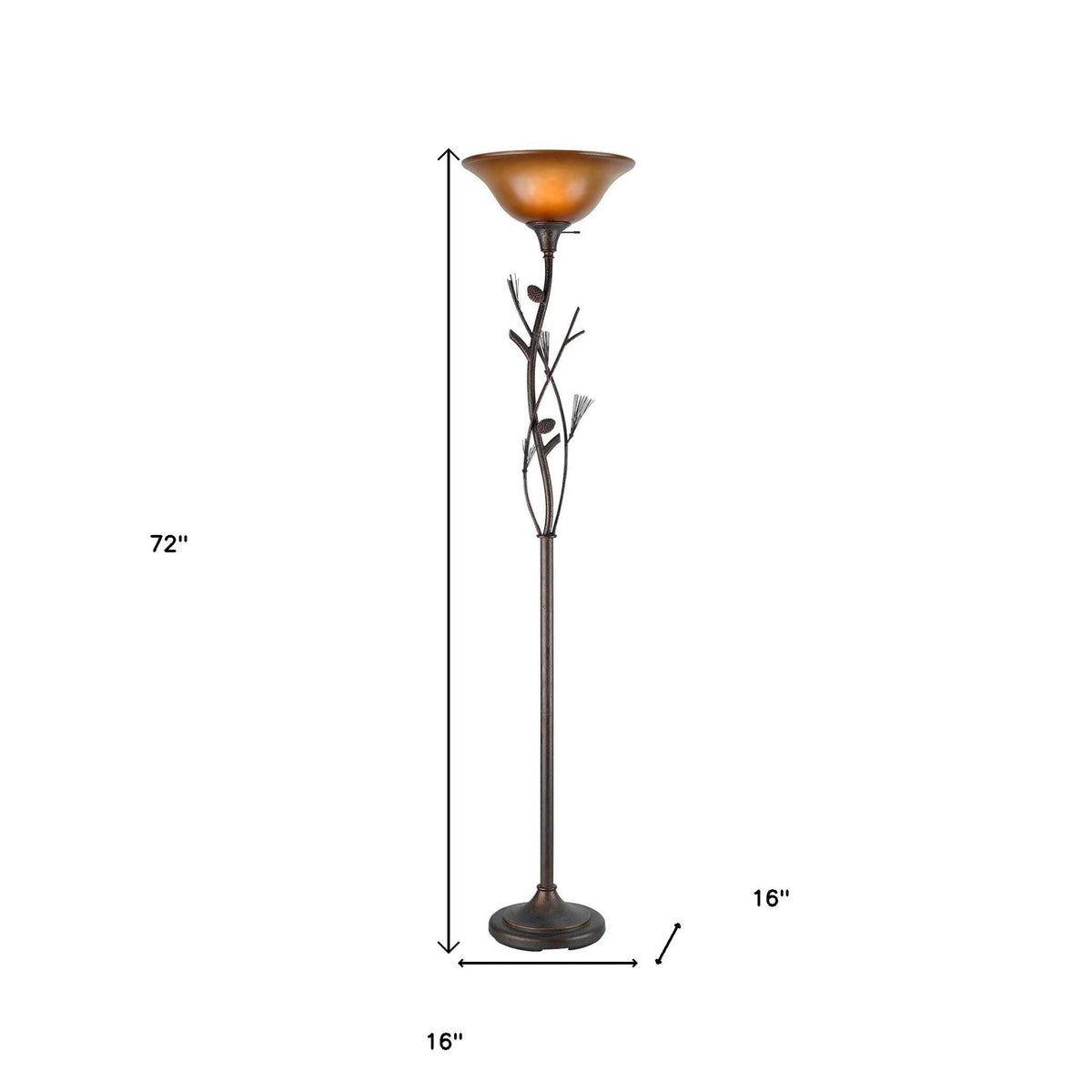Ambre 72" Torchiere Floor Lamp, Brown Glass Dome