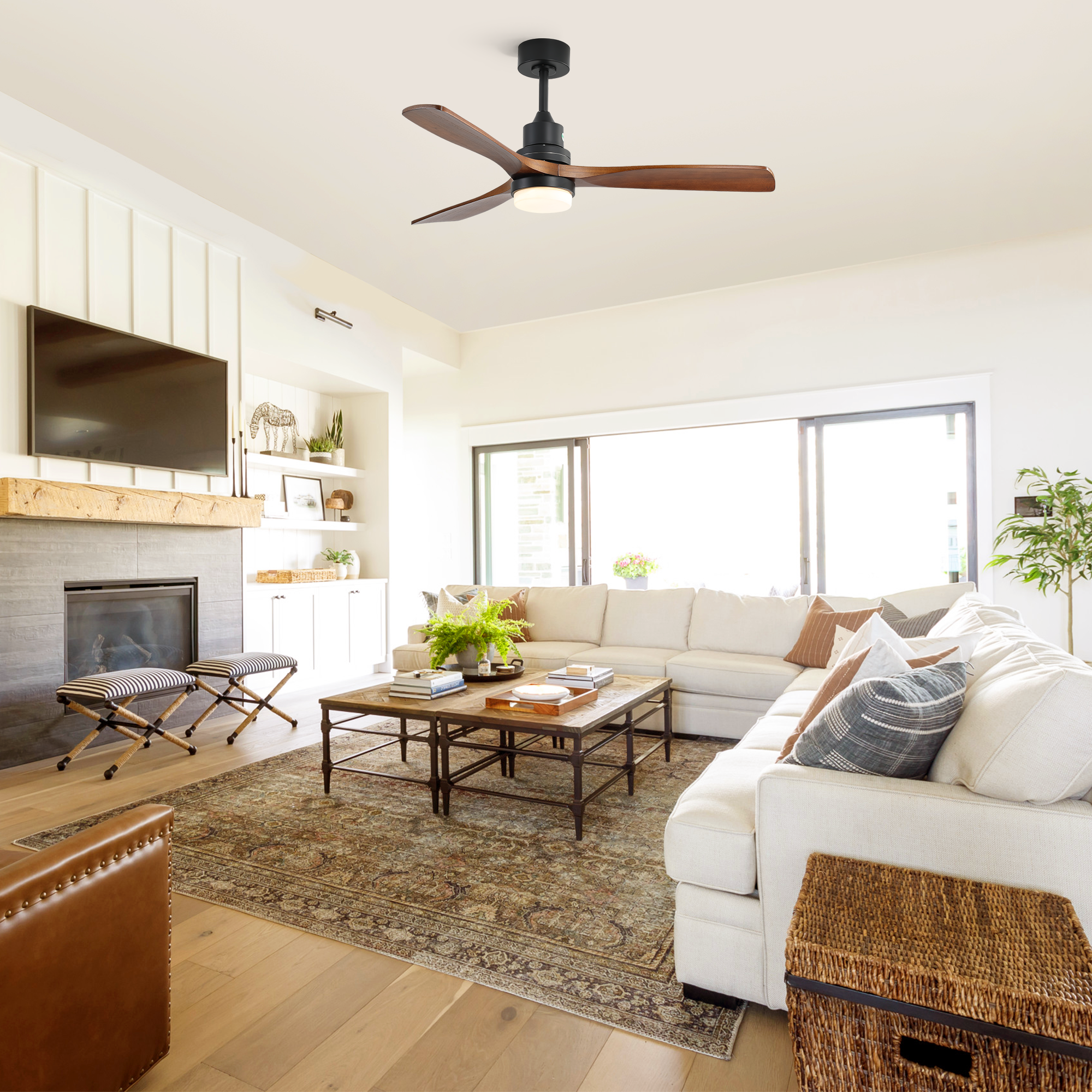 52 Inch Ceiling Fan Light With 6 Speed Remote Reversible