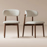 Solid Ash Wood Dining Chairs Set of 2, Mid-Century Japandi, Walnut