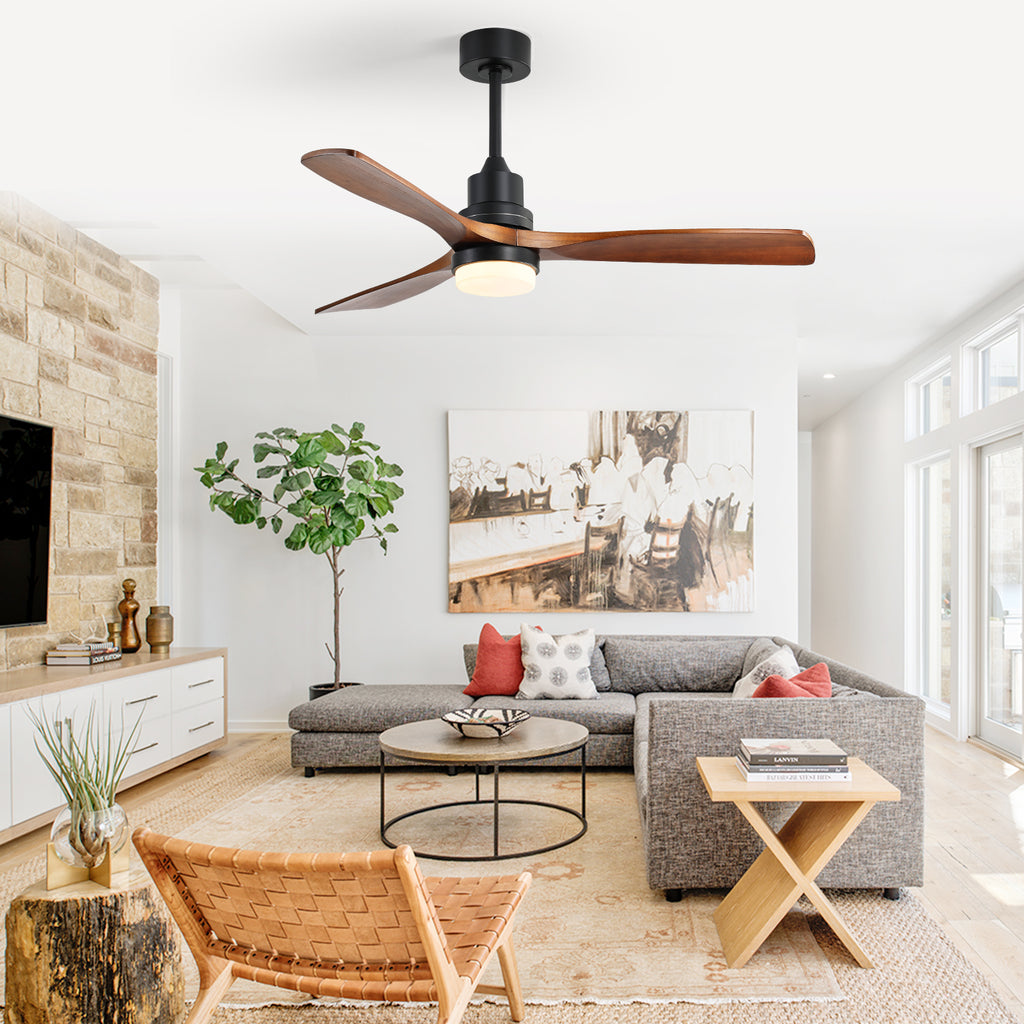 52 Inch Indoor Ceiling Fan With Dimmable Led Light 3 Solid