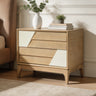 Japandi 2-Drawer Nightstand, Two-Tone Geometric, Natural & Cream