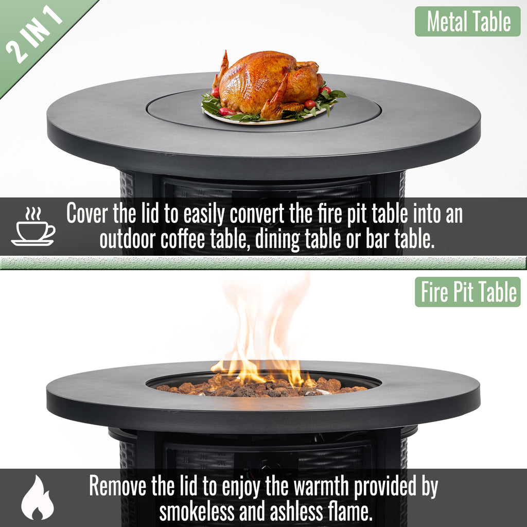 30" Propane Gas Fire Pit Table