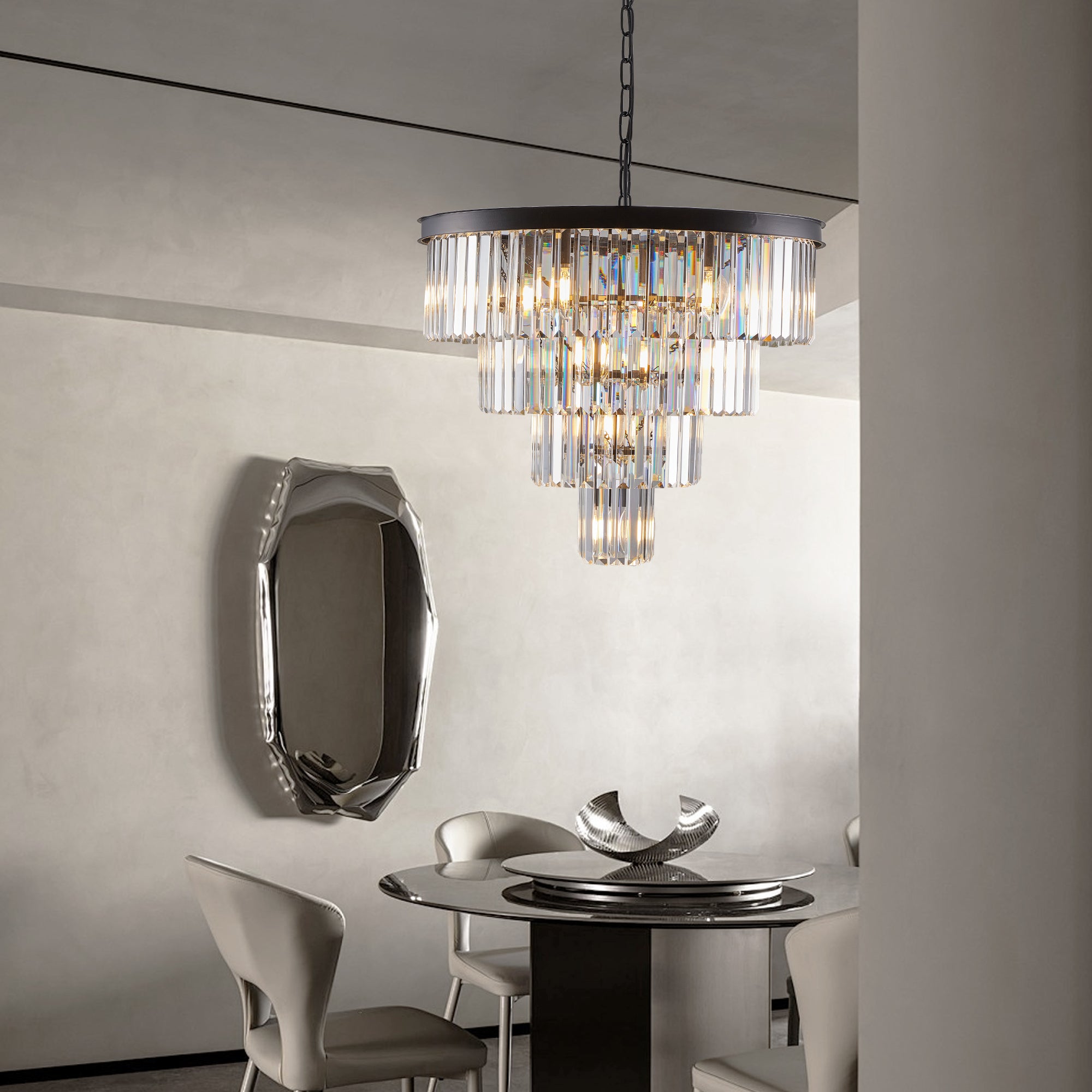 24" Contemporary Crystal Modern Chandeliers Crystal
