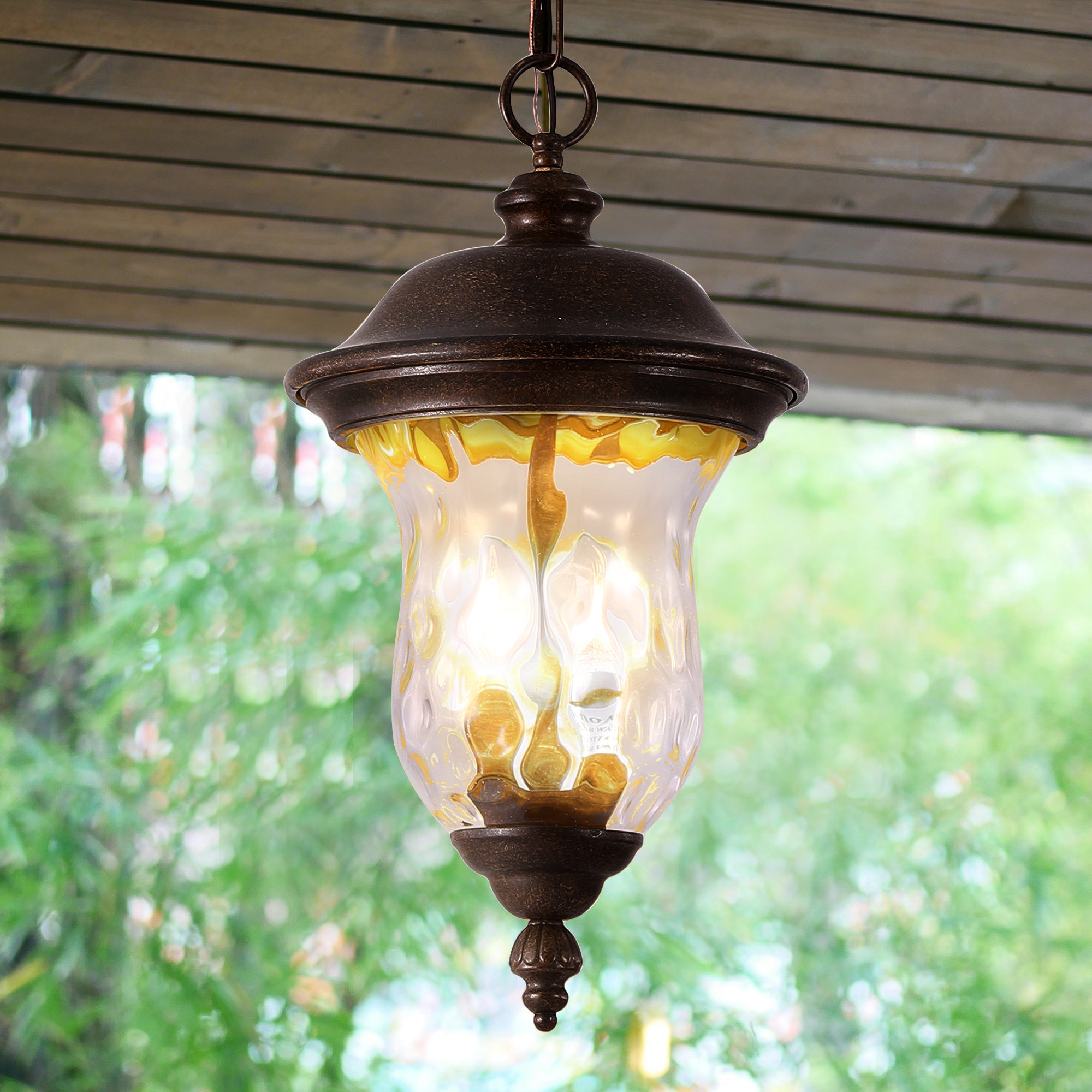 19"(H) Rustic Outdoor Hanging Lantern Pendant Light