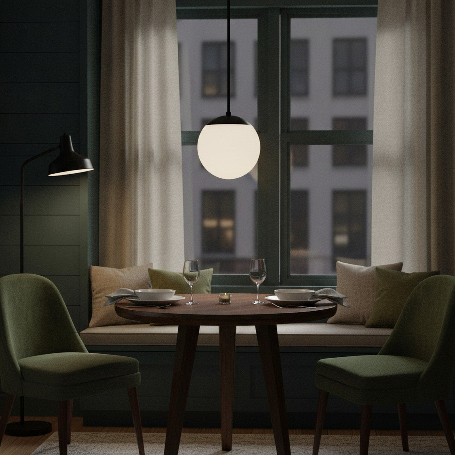 Frosted LED Dimmable Outdoor Globe Hanging Light - L2