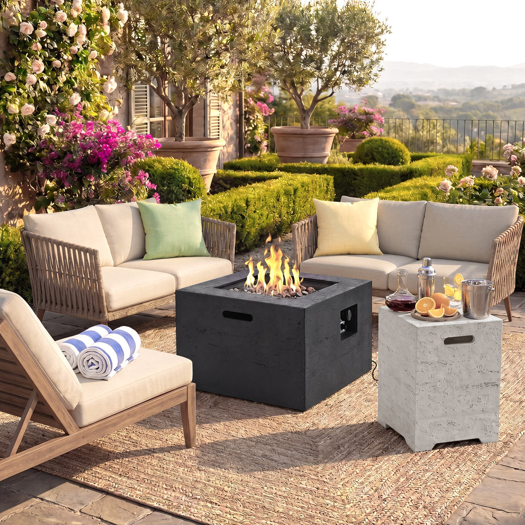 U_STYLE 24.02'' Square MGO Propane Fire Pit Set