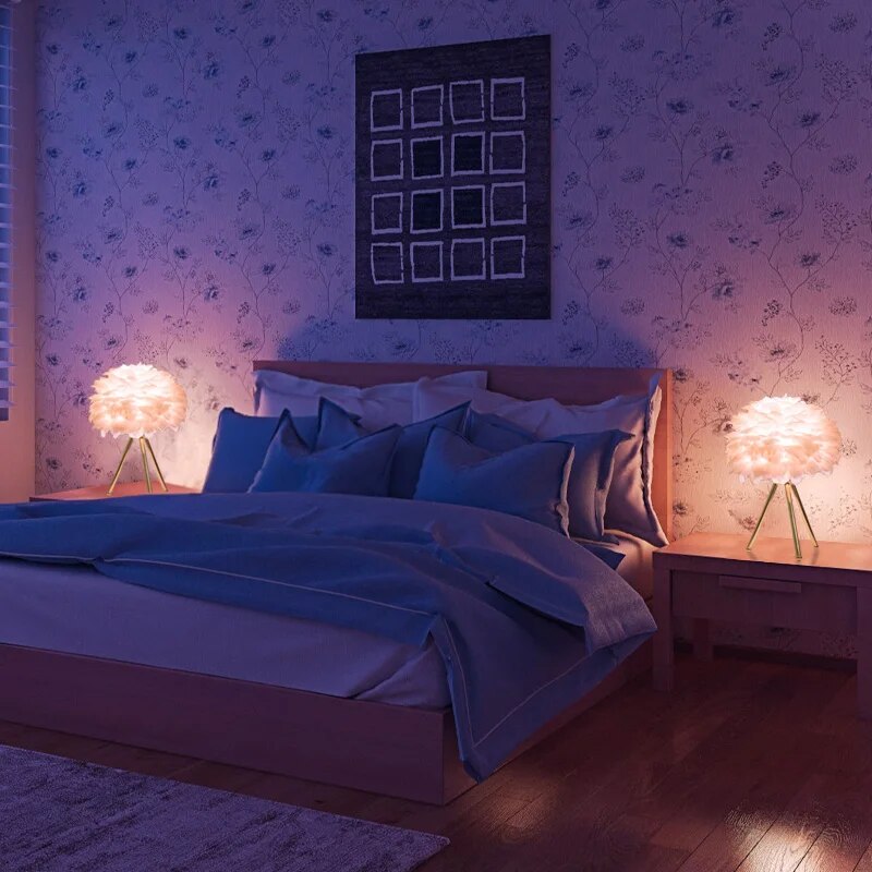 Feather Table Lamp for Bedroom