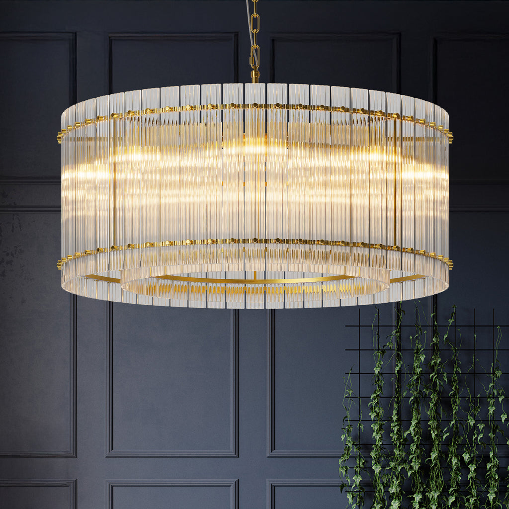 37" Modern Gold Round Chandelier