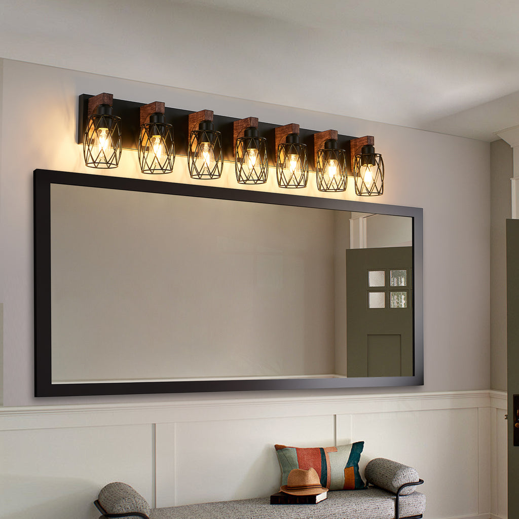 Industrial Vintage 7-Light Wall Sconce - Black Light Fixture