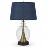 30" Black Metal Urn Table Lamp With Navy Blue Empire Shade
