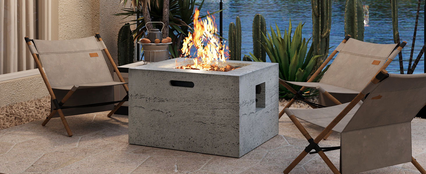 U_Style MGO Outdoor Square Fire Pit with Steel Burner