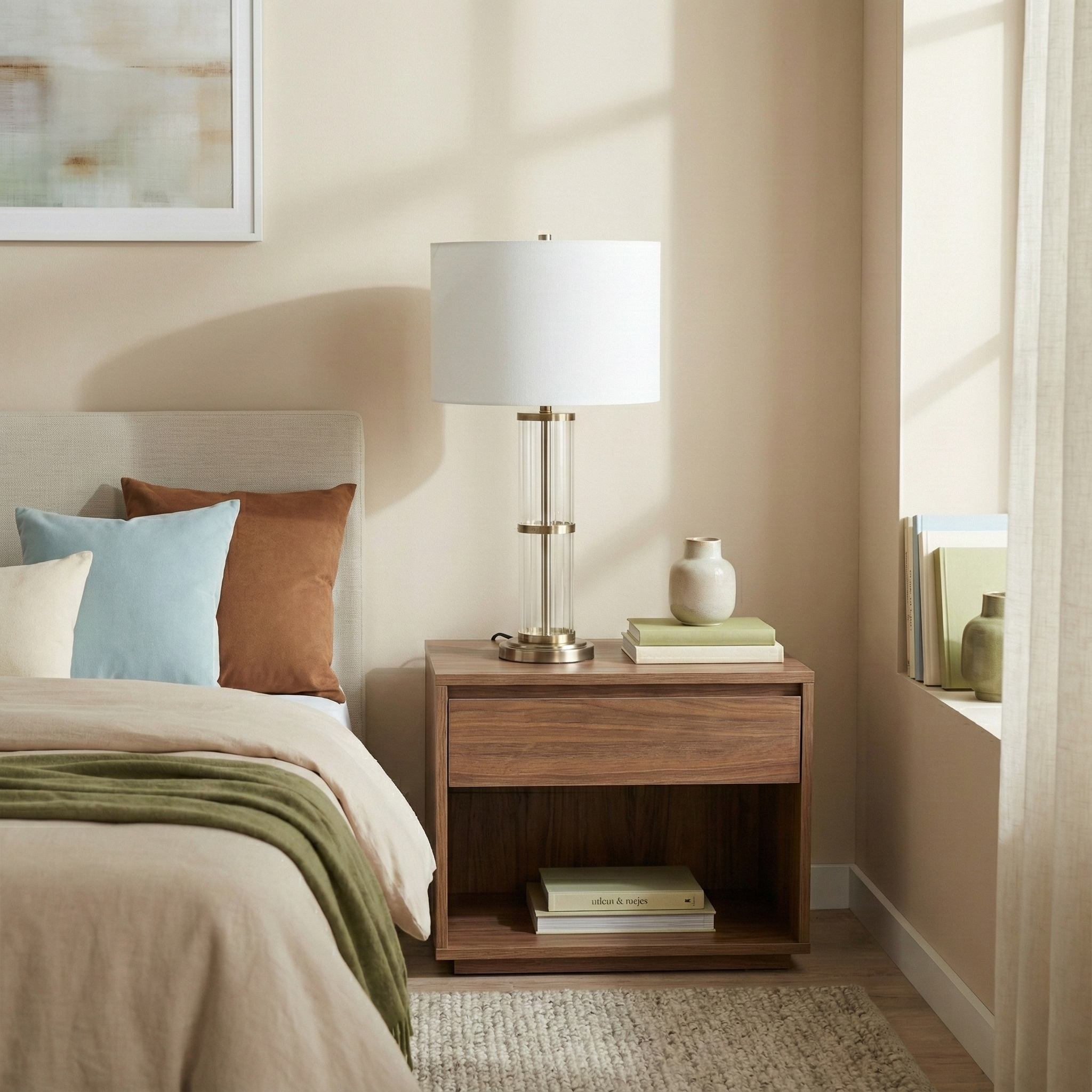 Echo Brushed Nickel Table Lamp with On/Off Switch Clear