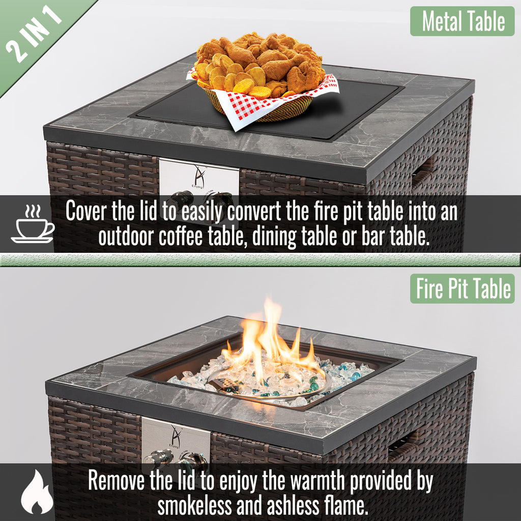 24" Propane Gas Fire Pit Table