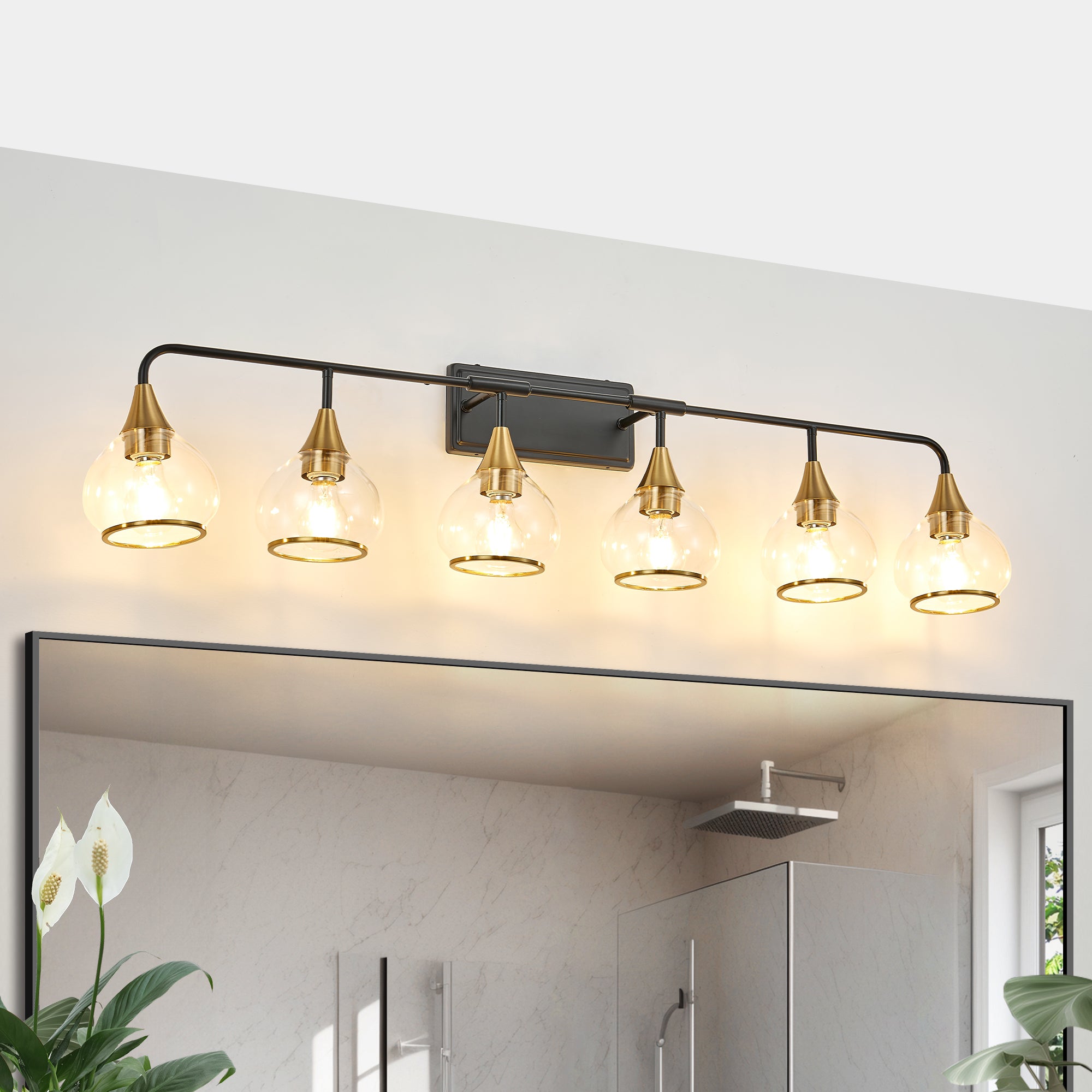 48" Modern 6-Light Vanity Wall Sconce - Black Light Fixture