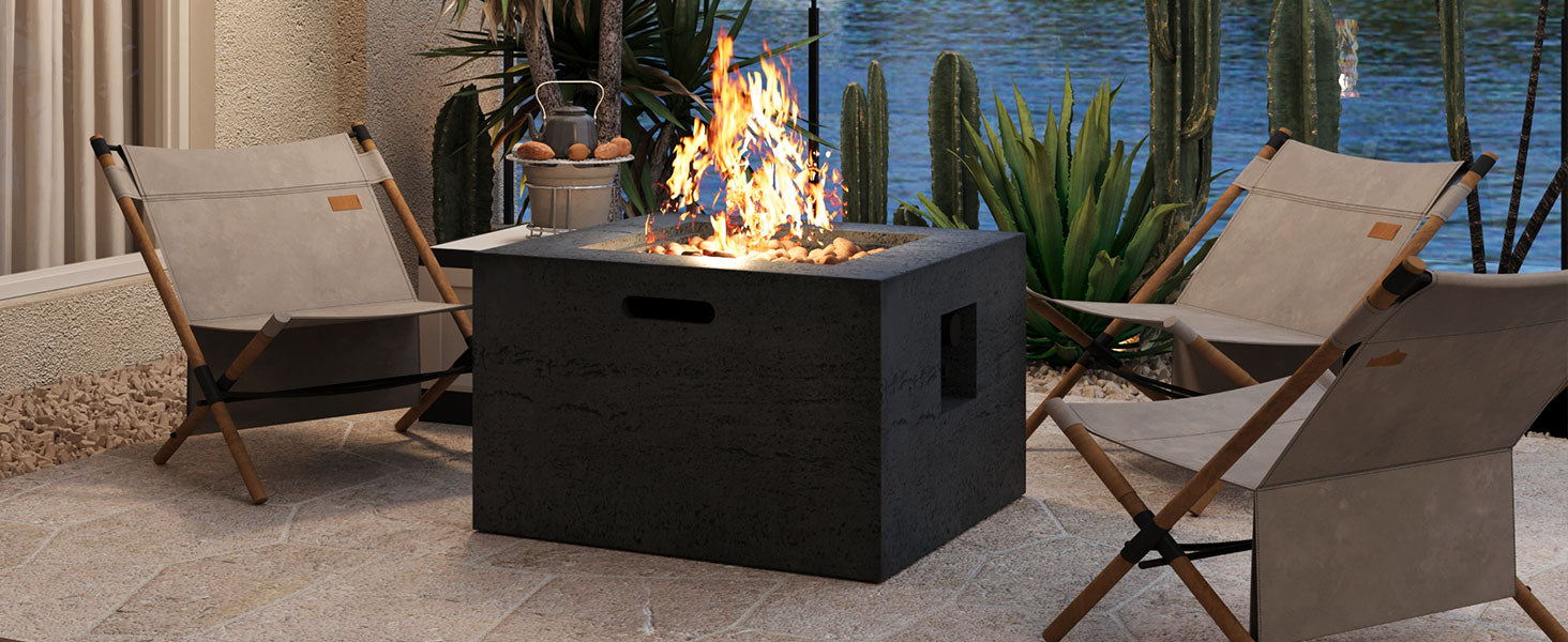 U_Style MGO Outdoor Square Fire Pit with Steel Burner