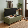 Flip-Top Storage Ottoman, Boucle with Wood Legs, Retro Green