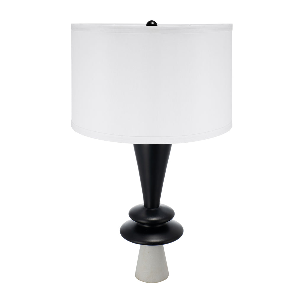 D15x26.7" Black Aluminum Table Lamp with Two Varying Disc