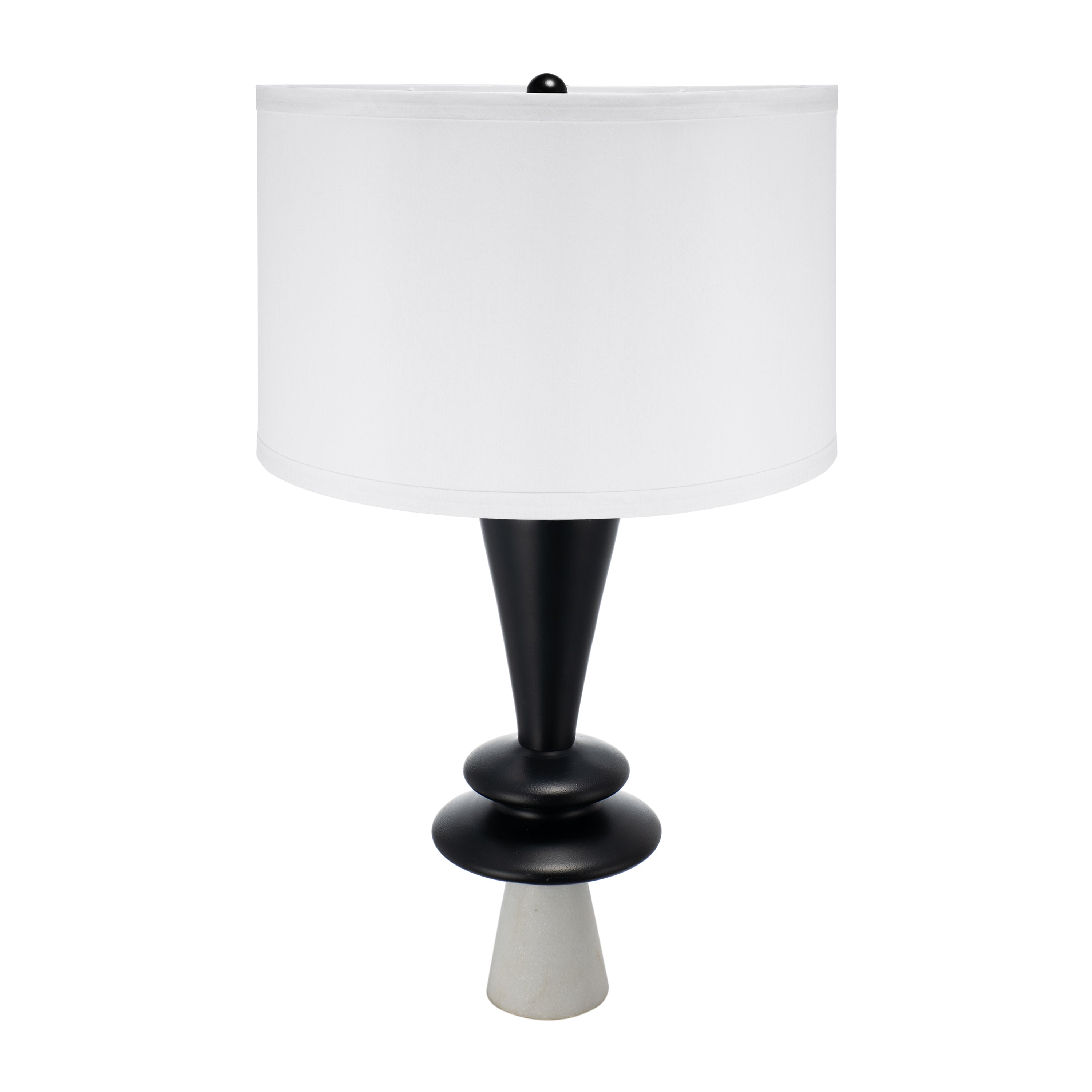 D15x26.7" Black Aluminum Table Lamp with Two Varying Disc