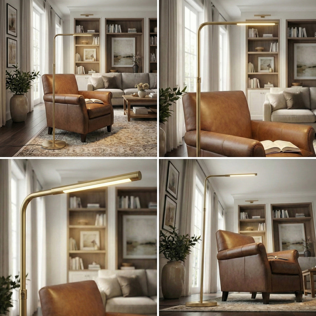 Verve Brassed Gold Floor Lamp with On/Off Switch