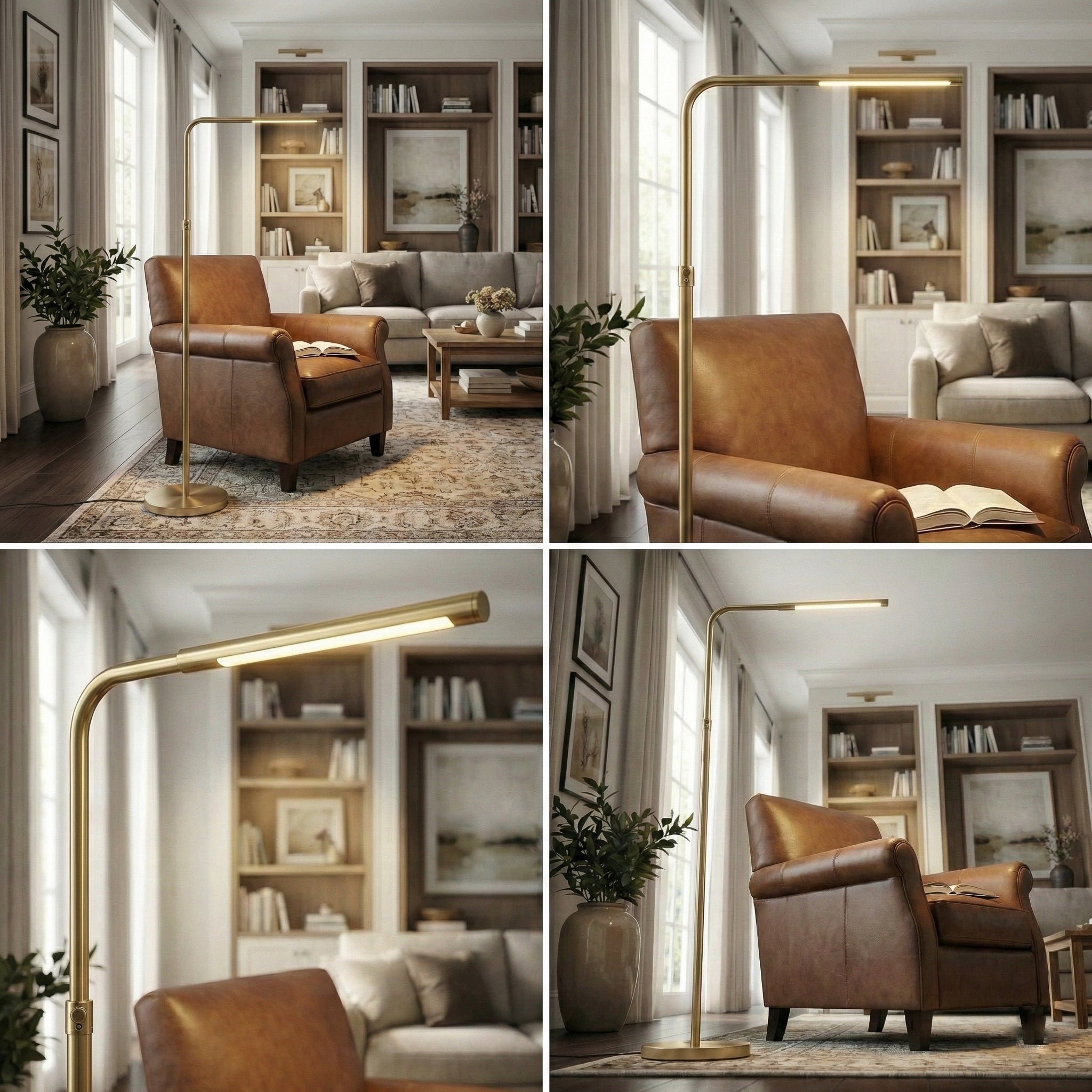 Verve Brassed Gold Floor Lamp with On/Off Switch