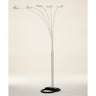 84" White Five Light Arc Floor Lamp With White Dome Shade