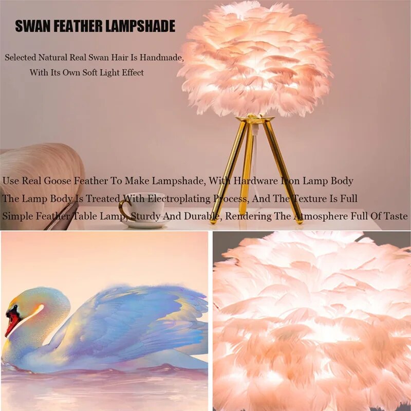Feather Table Lamp for Bedroom