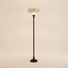 62" Brown Torchiere Floor Lamp With White Tiffany Style Glass Dome Shade