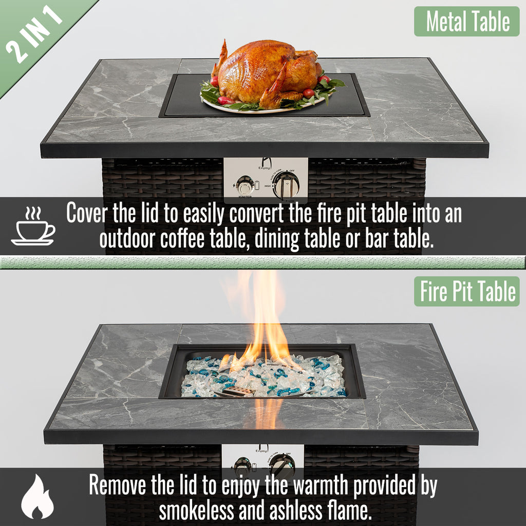 30" Propane Gas Fire Pit Table