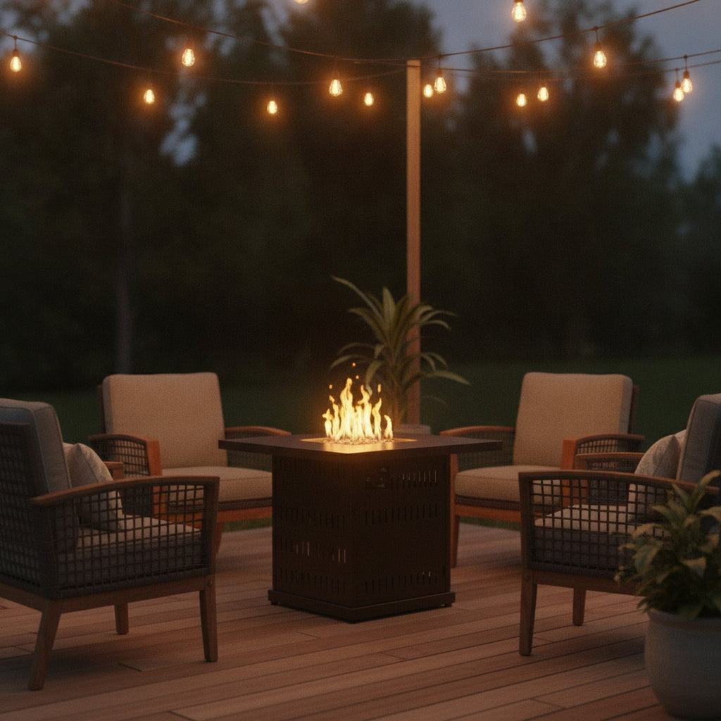 Steel Propane Square Fire Pit Table With Cover - L2