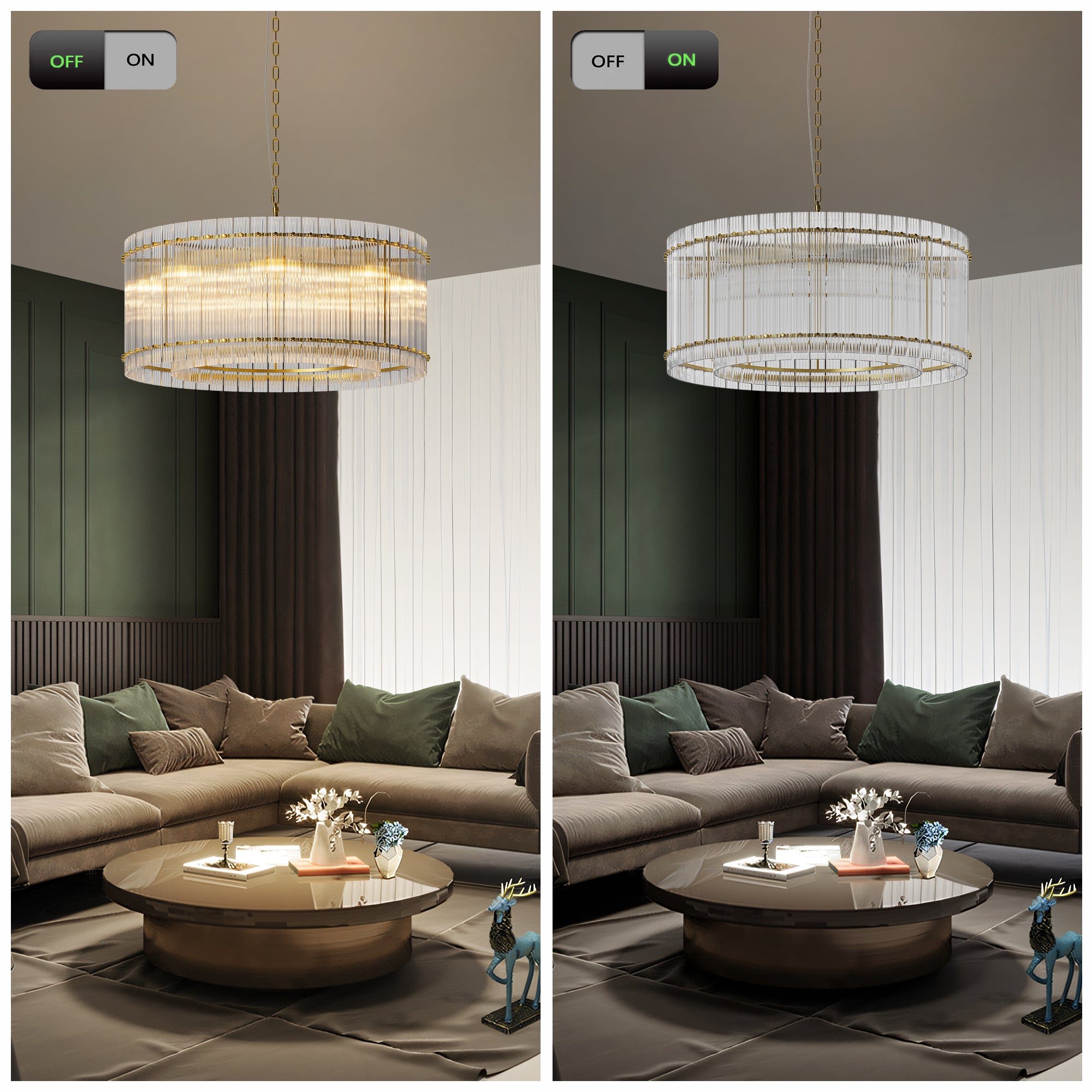 37" Modern Gold Round Chandelier
