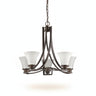 Bronze Candle Style Five Light Frosted Metal Dimmable Chandelier With White Shades