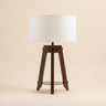 32" Brown Metal Tripod Table Lamp With Off White Drum Shade