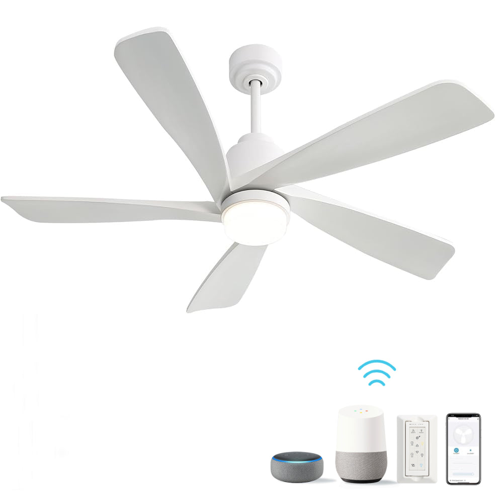52 Inch Modern Ceiling Fan With Dimmable LED Light 5 Solid