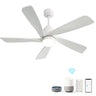 52 Inch Modern Ceiling Fan With Dimmable LED Light 5 Solid