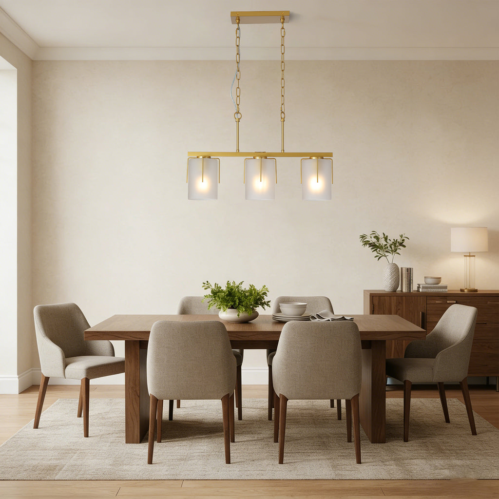 Modern Gold 3-Light Linear Chandelier