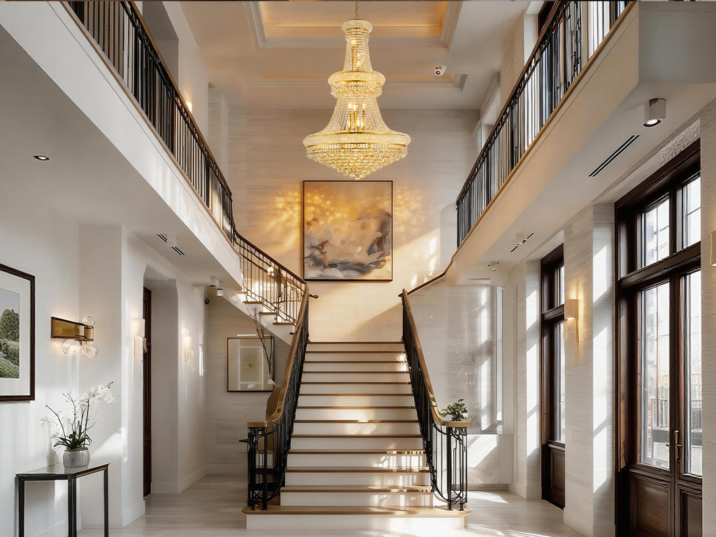 32-Inch Gold Crystal Chandelier