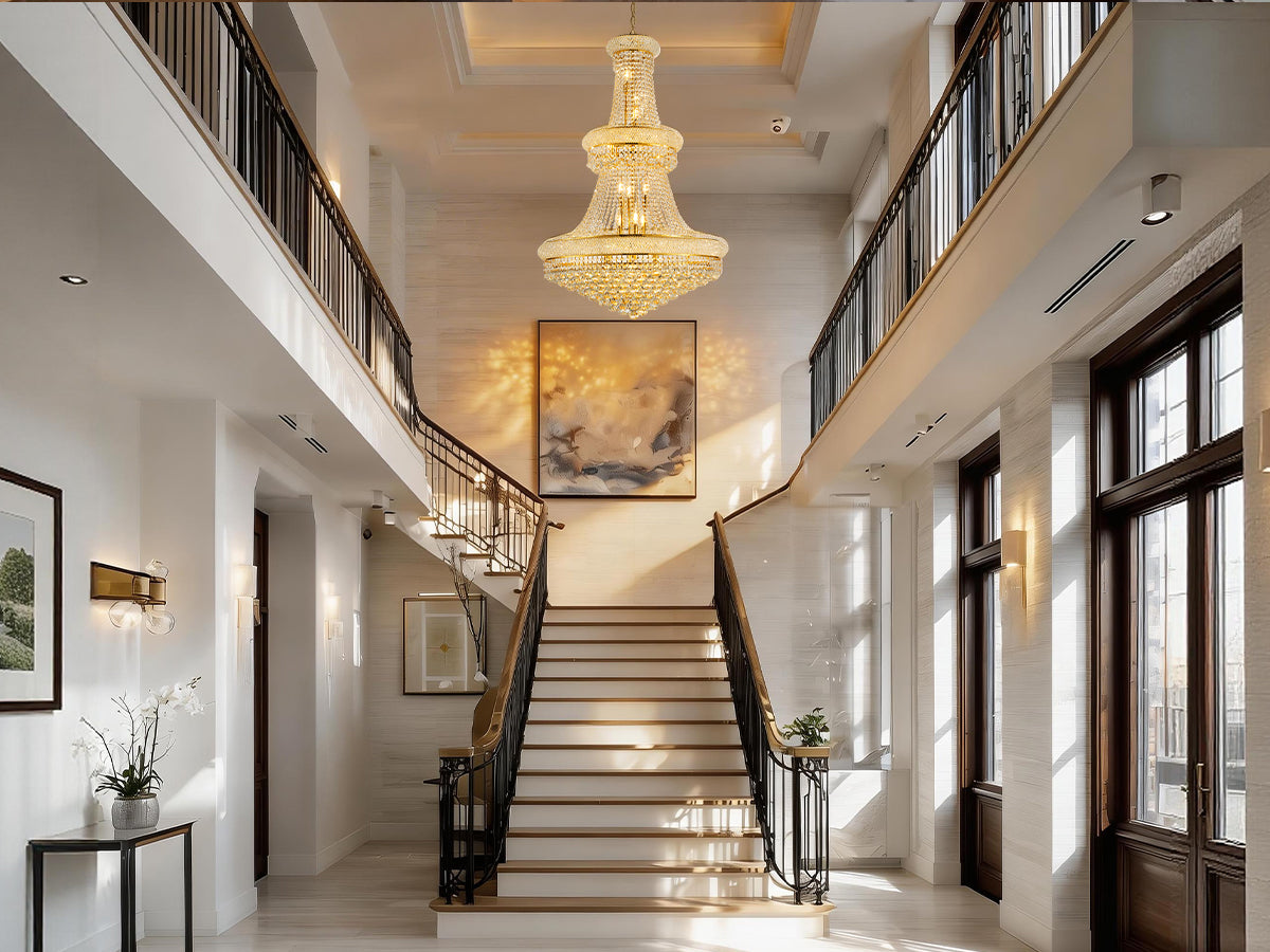 32-Inch Gold Crystal Chandelier