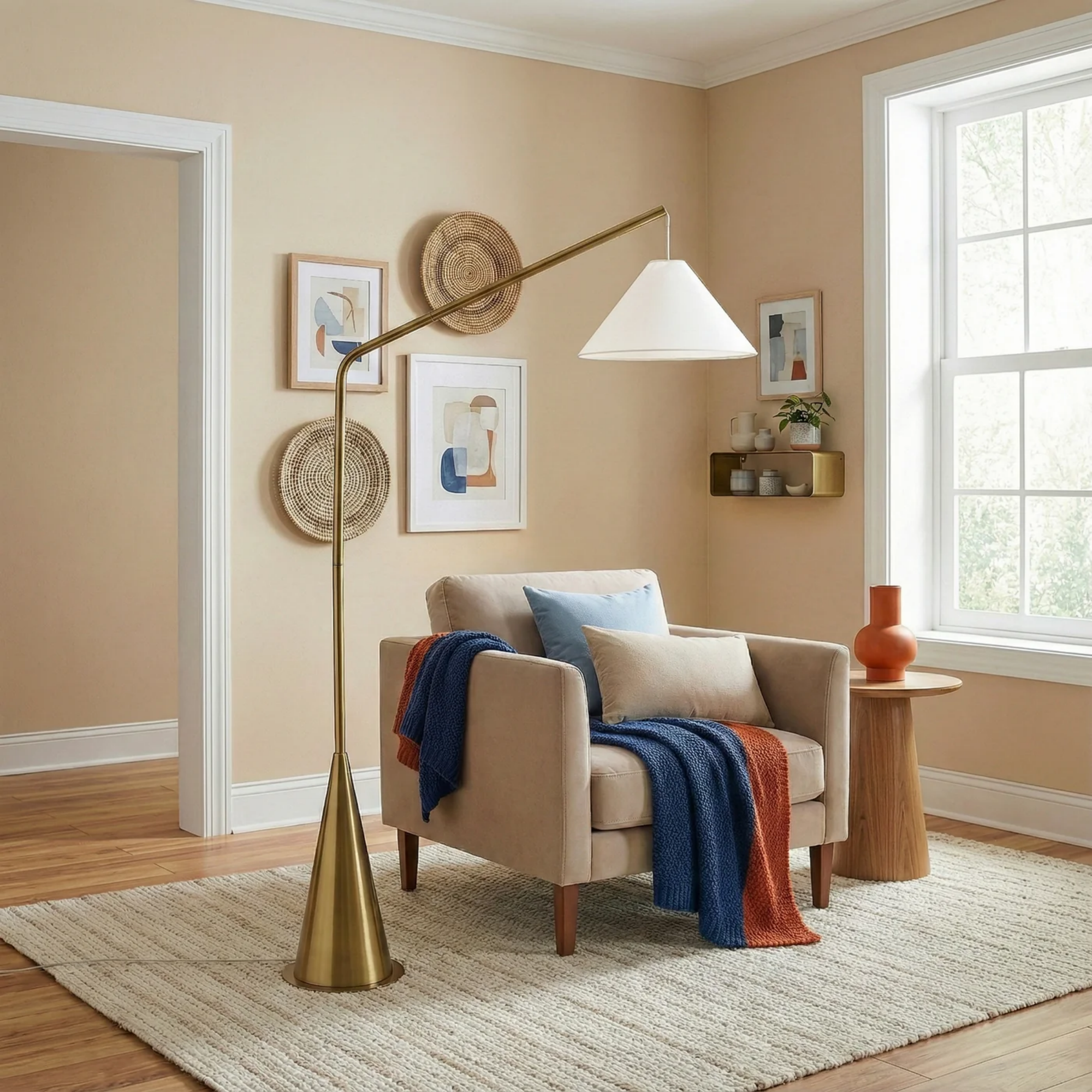 Lisbon Black Floor Lamp with On/Off Switch Coned Base