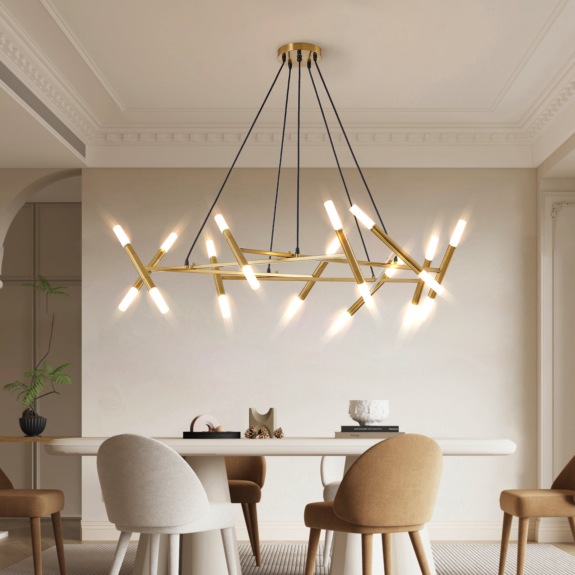 41" Golden Modern Chandelier Light Fixture
