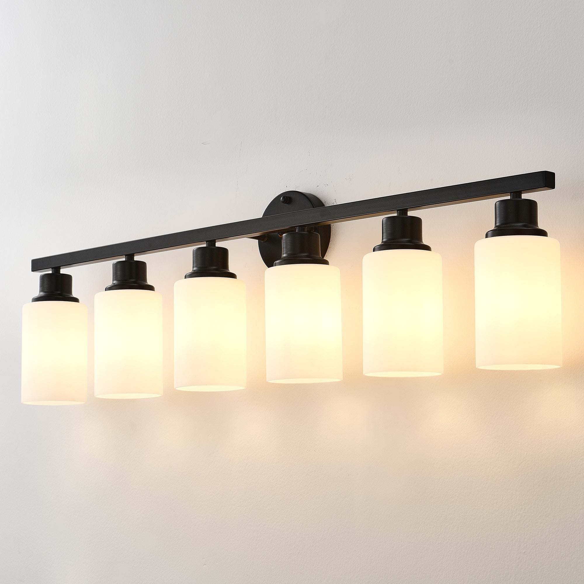 6-Light Matte Black Wall Lamps with White Light Fixture