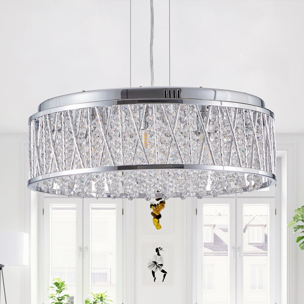 Modern Crystal Chandelier 19 Inches Aluminum+Iron Round