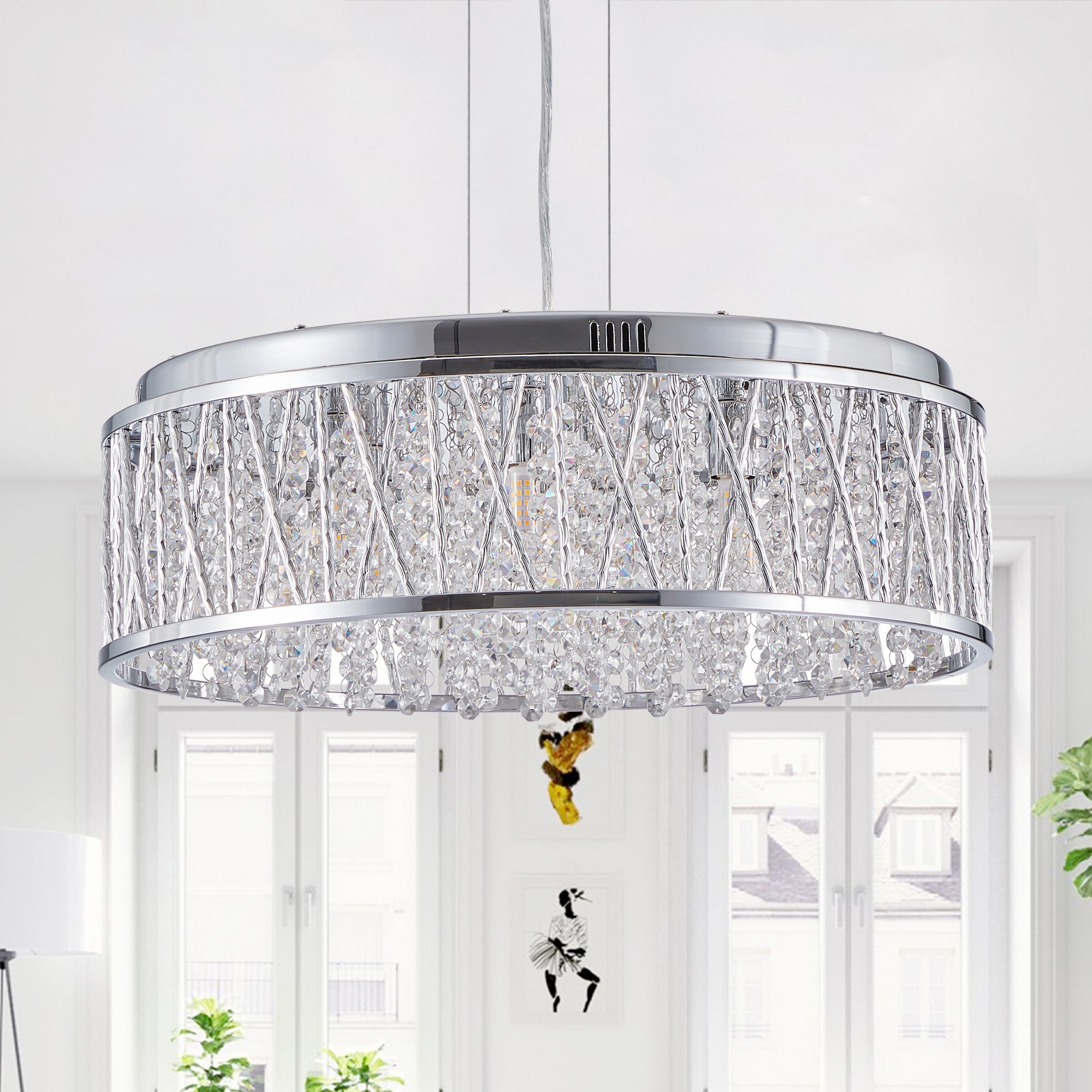 Modern Crystal Chandelier 19 Inches Aluminum+Iron Round