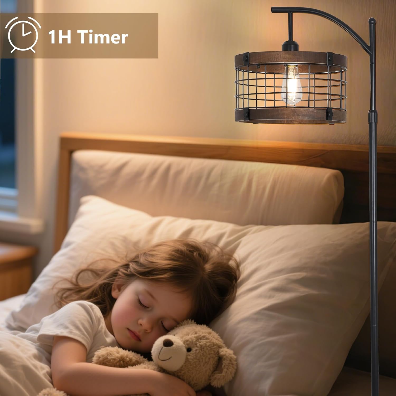 Arc Floor Lamp with Remote & Dimmable LED Bulb