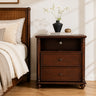 Rustic Nightstand with Charging Station, 2 Drawers, 28", Walnut Brown