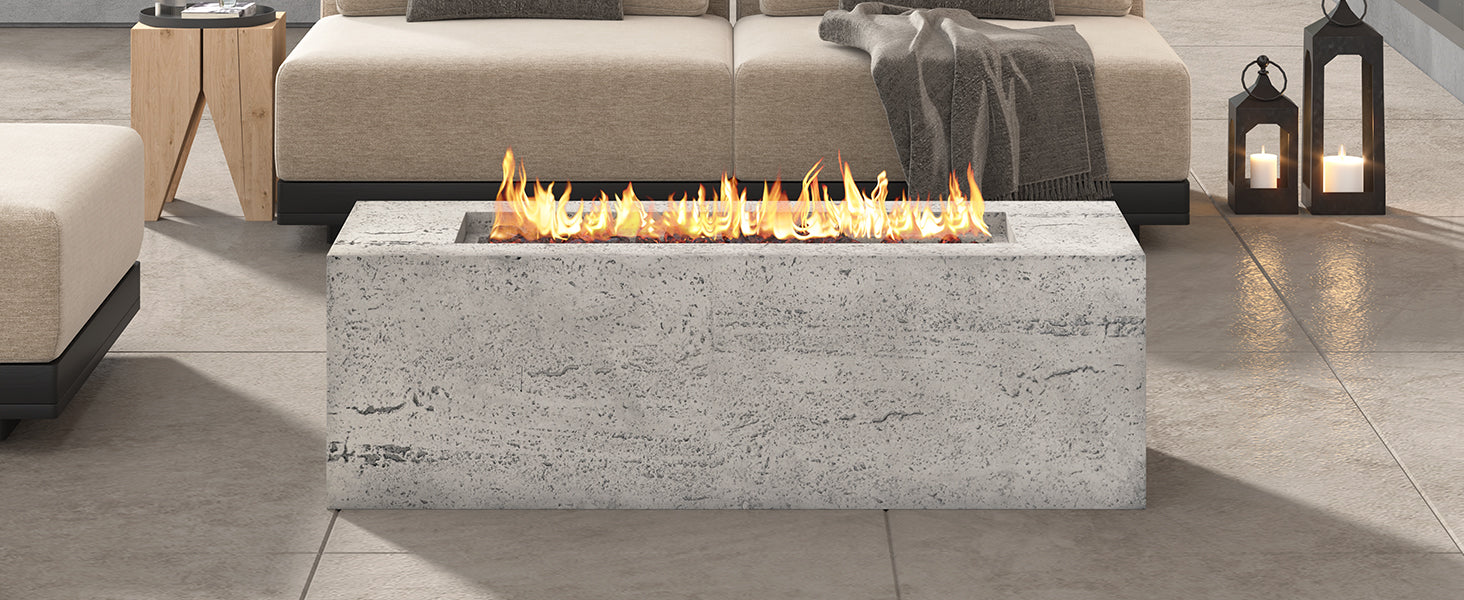 U_STYLE Outdoor Rectangular Propane Fire Pit 40000 BTU
