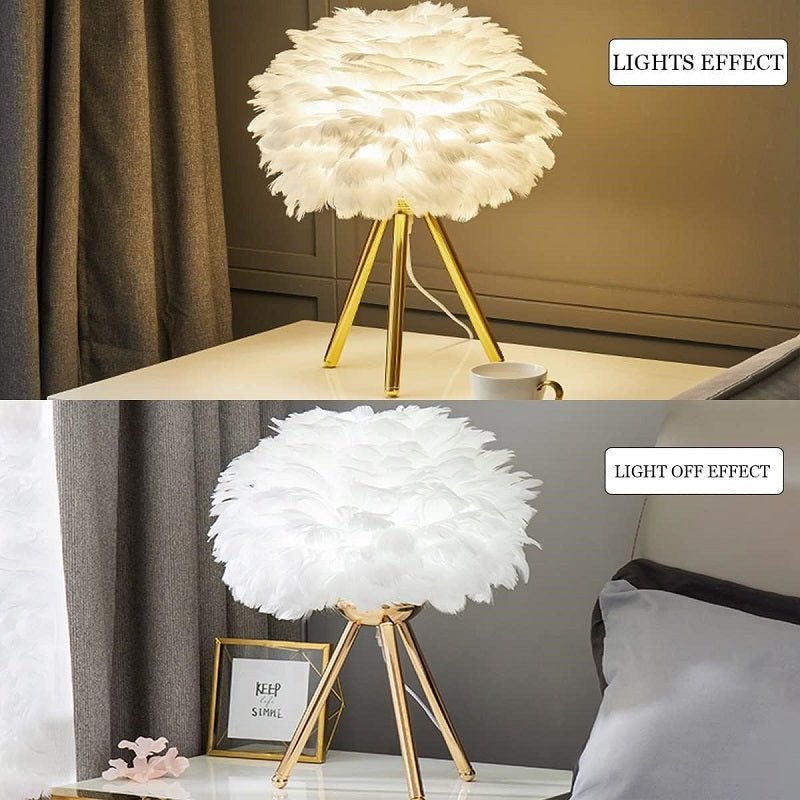 Feather Table Lamp for Bedroom