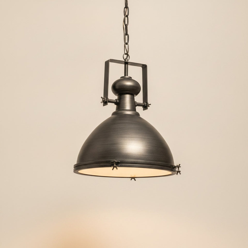Industrial Gray Metal Hanging Pendant Light - hero