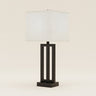 30" Black Metal USB Table Lamp With White Shade