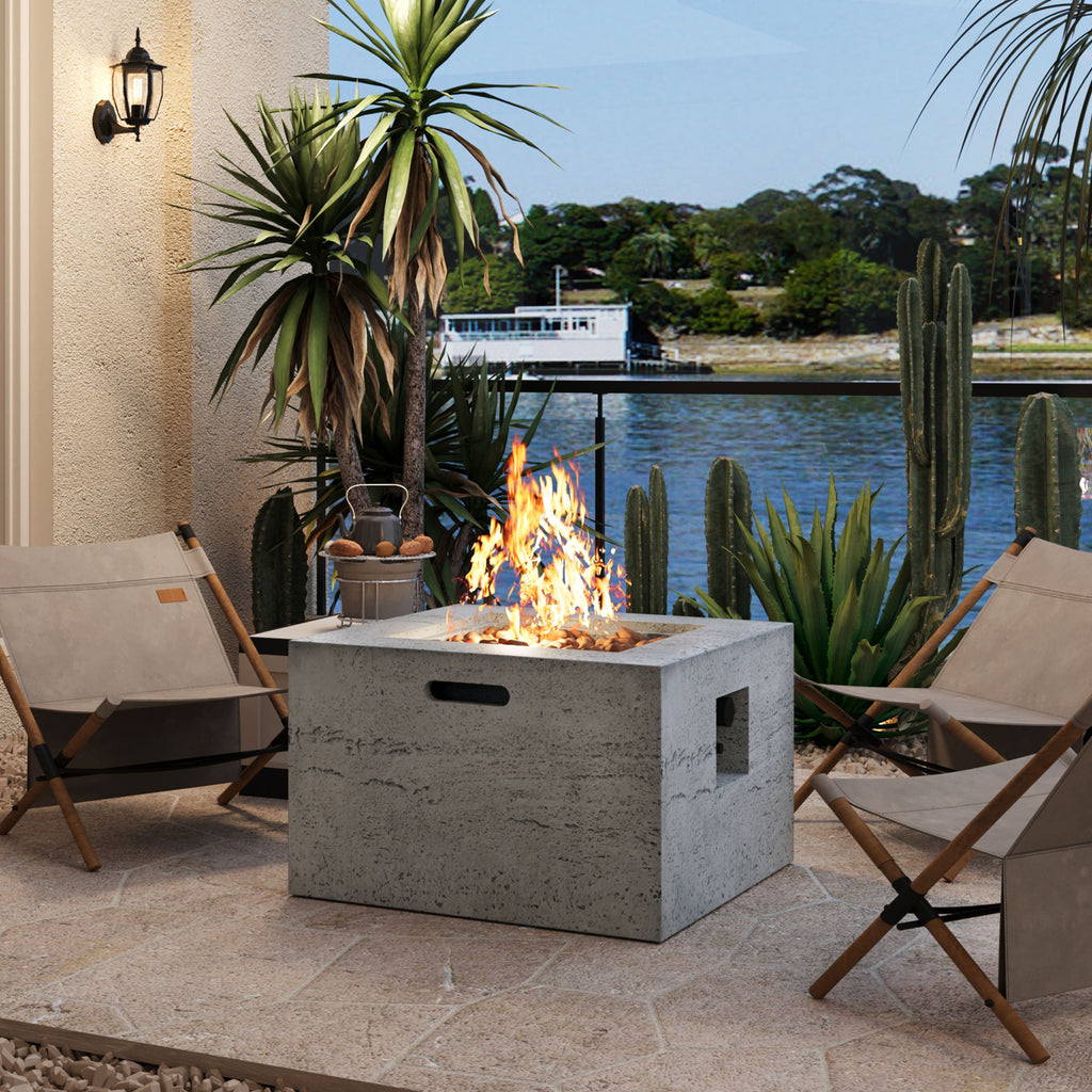 U_Style MGO Outdoor Square Fire Pit with Steel Burner